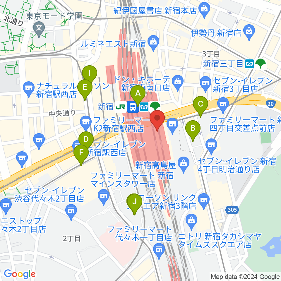新宿LUMINE0（ルミネゼロ）周辺のホテル一覧地図