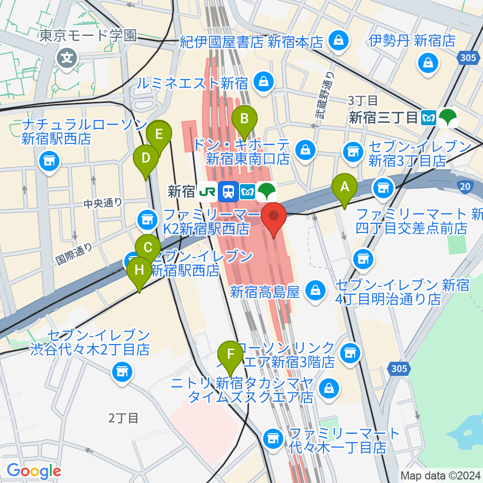 新宿ルミネゼロ周辺のホテル一覧地図