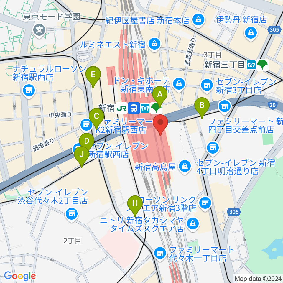 新宿ルミネゼロ周辺のホテル一覧地図