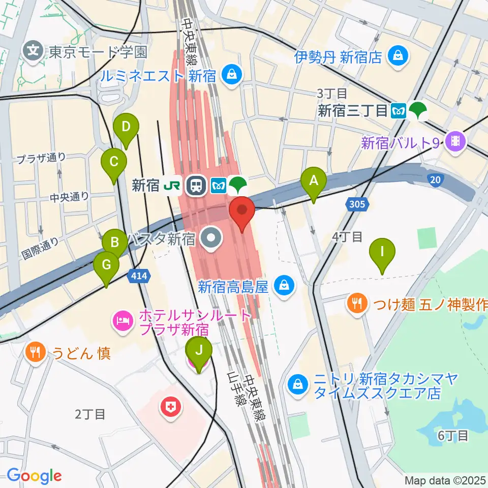 新宿ルミネゼロ周辺のホテル一覧地図