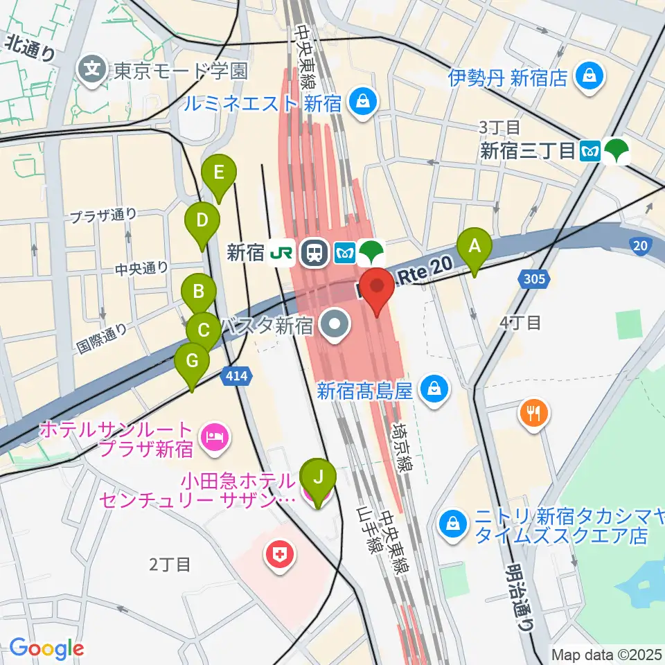 新宿ルミネゼロ周辺のホテル一覧地図