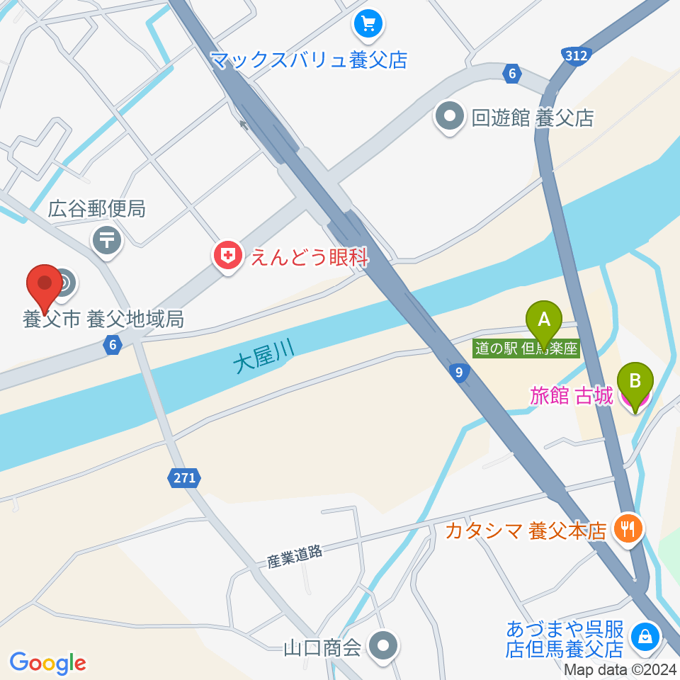 養父市立ビバホール周辺のホテル一覧地図