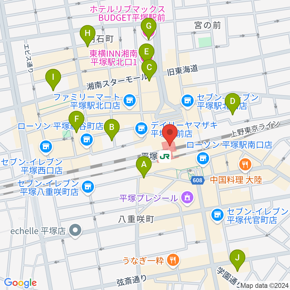 ラスカ平塚6F ラスカホール周辺のホテル一覧地図