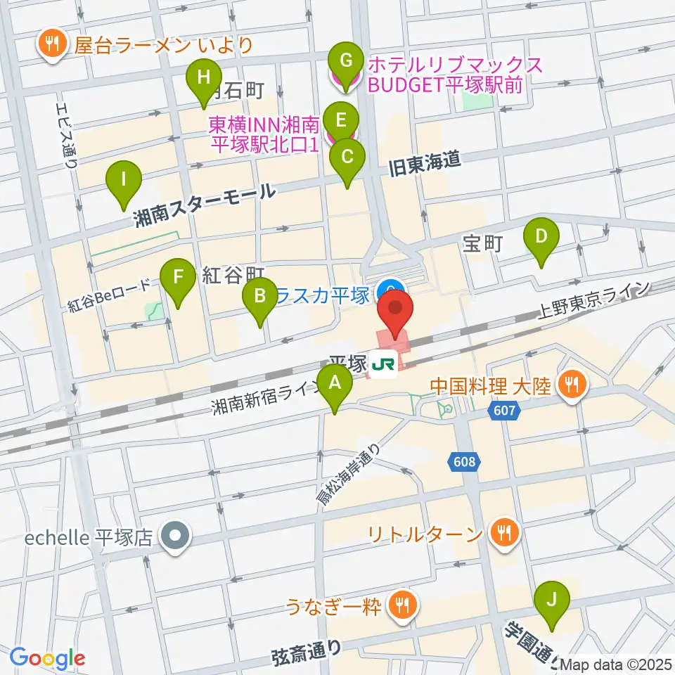 ラスカ平塚6F ラスカホール周辺のホテル一覧地図