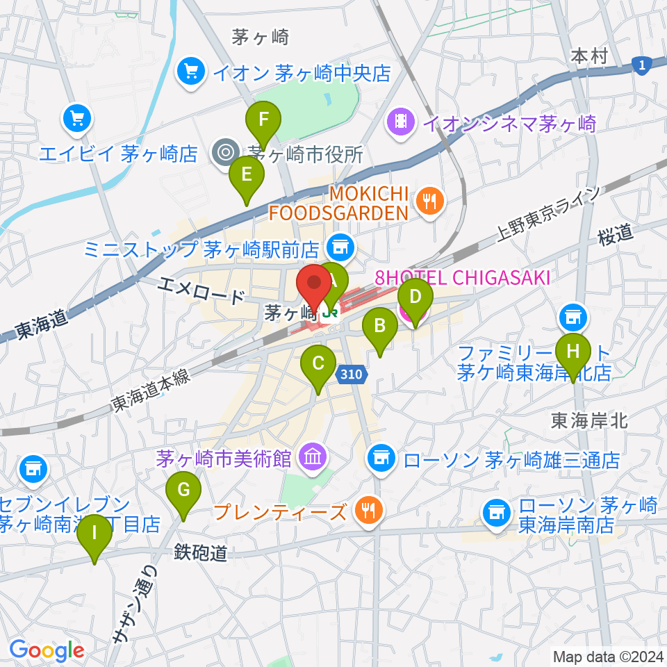 ラスカ茅ヶ崎ホール周辺のホテル一覧地図