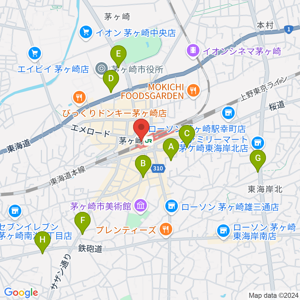 ラスカ茅ヶ崎ホール周辺のホテル一覧地図