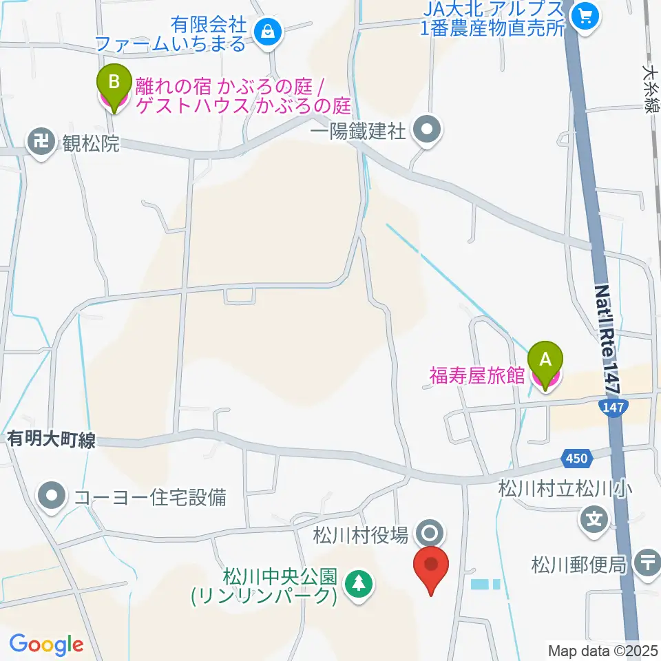 松川村多目的交流センターすずの音ホール周辺のホテル一覧地図