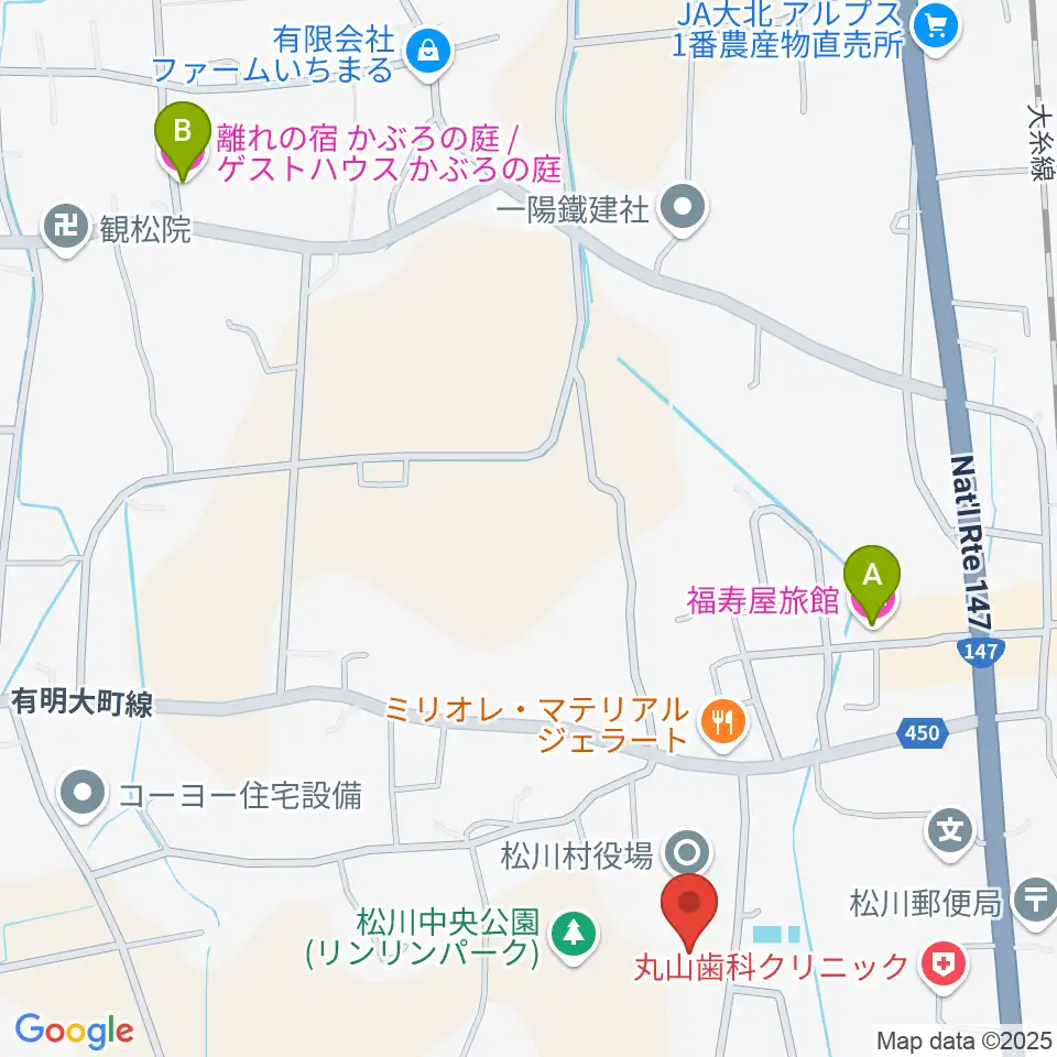 松川村多目的交流センターすずの音ホール周辺のホテル一覧地図