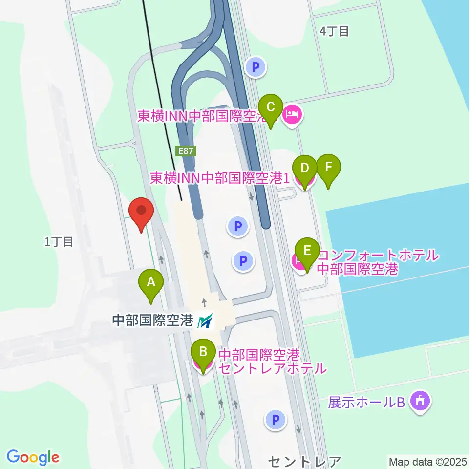 中部国際空港セントレアホール周辺のホテル一覧地図