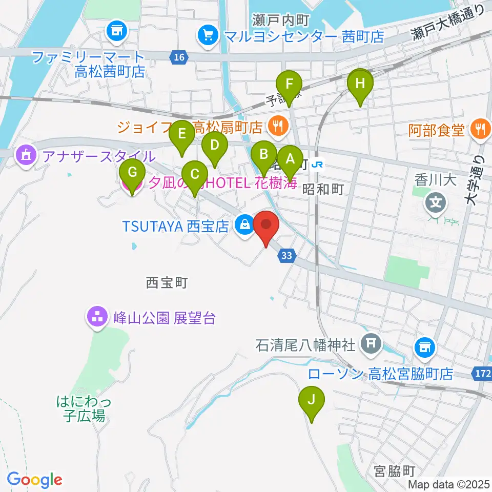 香川県教育会館ミューズホール周辺のホテル一覧地図