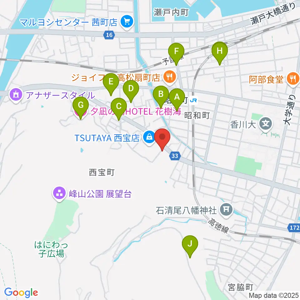 香川県教育会館ミューズホール周辺のホテル一覧地図