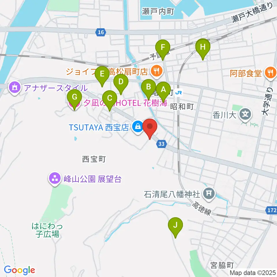 香川県教育会館ミューズホール周辺のホテル一覧地図