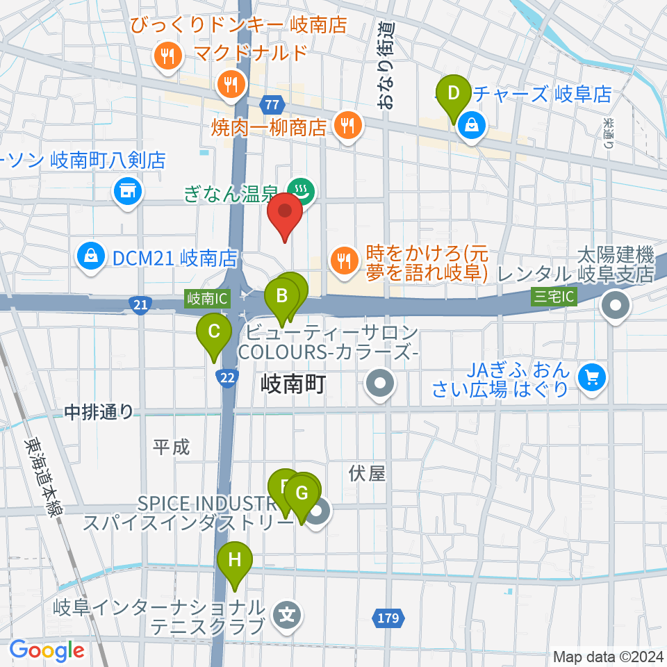 岐阜ソウルダイナ周辺のホテル一覧地図