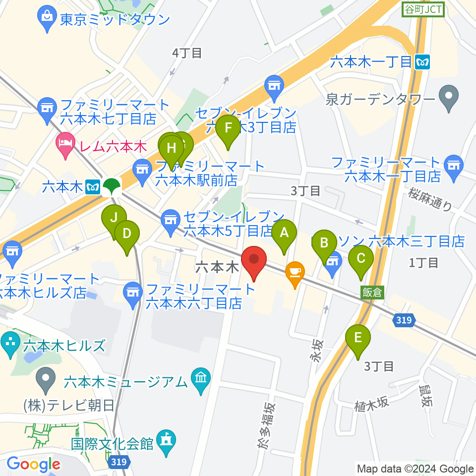 六本木BUZZ周辺のホテル一覧地図