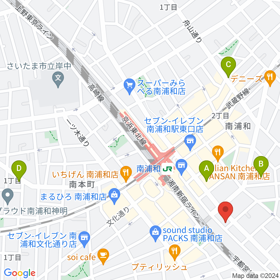 ミリオン楽器 南浦和店周辺のホテル一覧地図