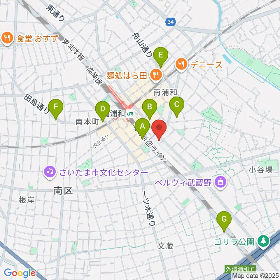 ミリオン楽器 南浦和店周辺のホテル一覧地図