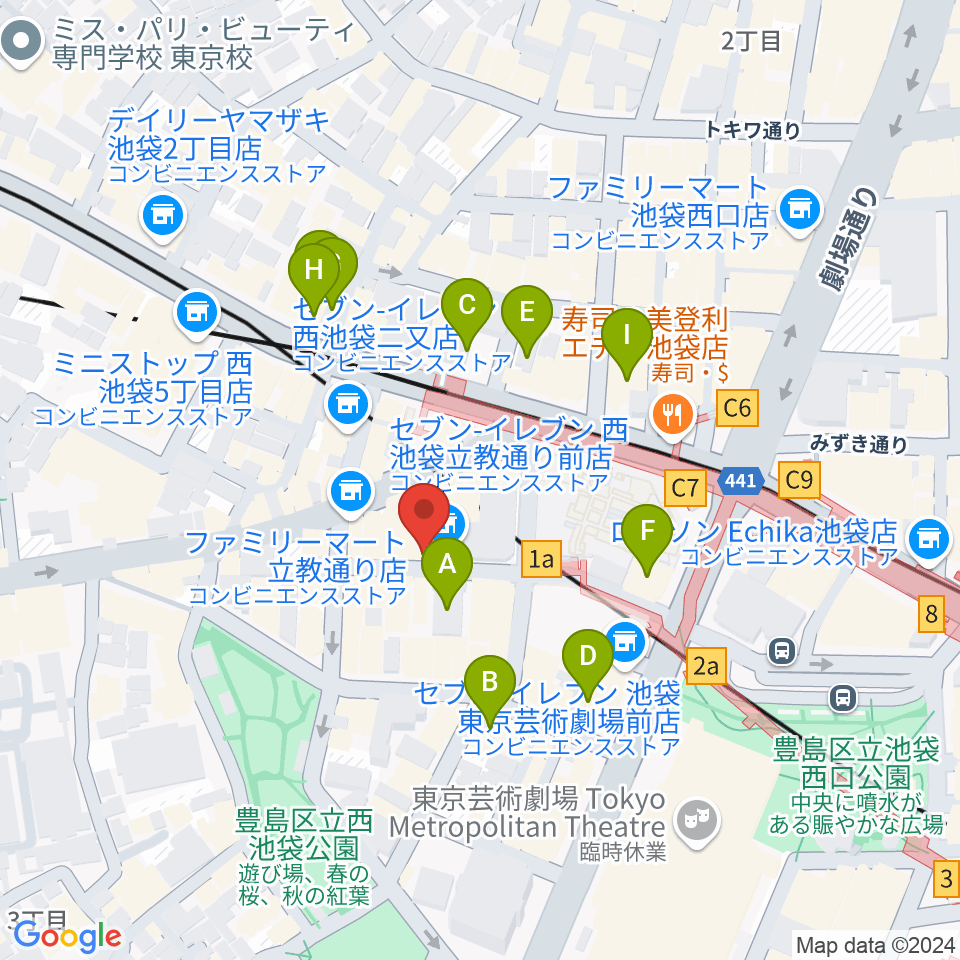 池袋サニースポット周辺のホテル一覧地図