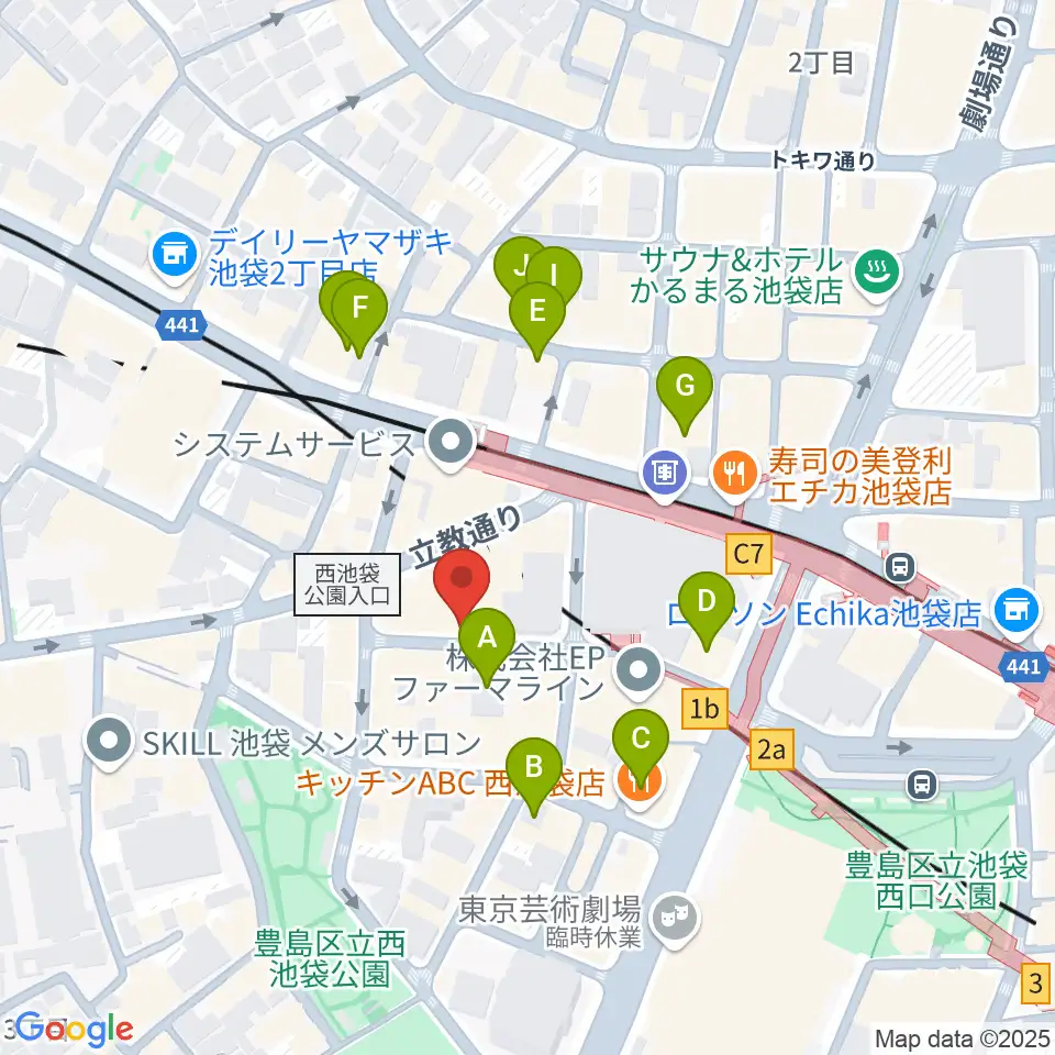 池袋サニースポット周辺のホテル一覧地図