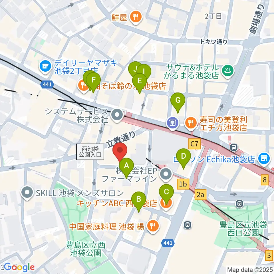 池袋サニースポット周辺のホテル一覧地図