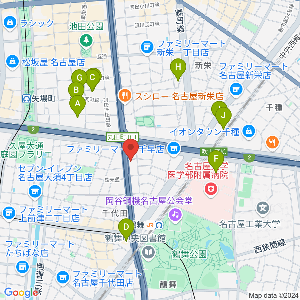 島村楽器 名古屋ギター&リペア店周辺のホテル一覧地図