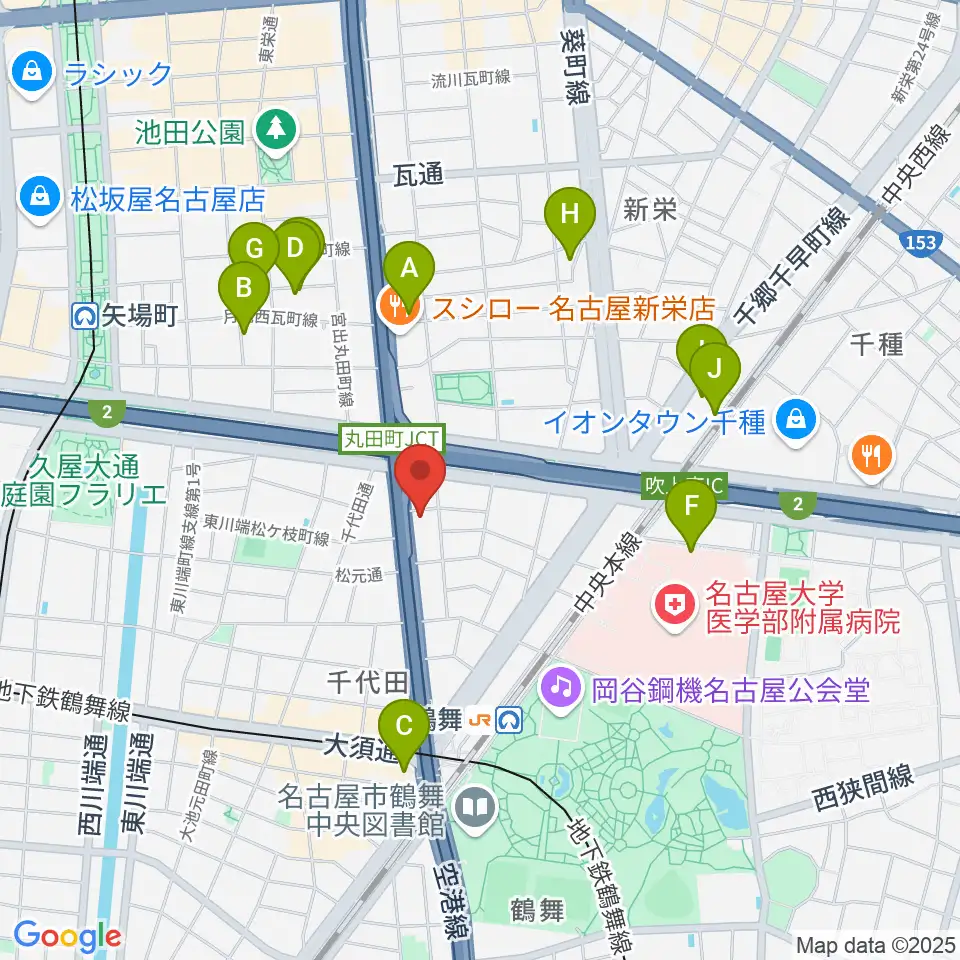 島村楽器 名古屋ギター&リペア店周辺のホテル一覧地図