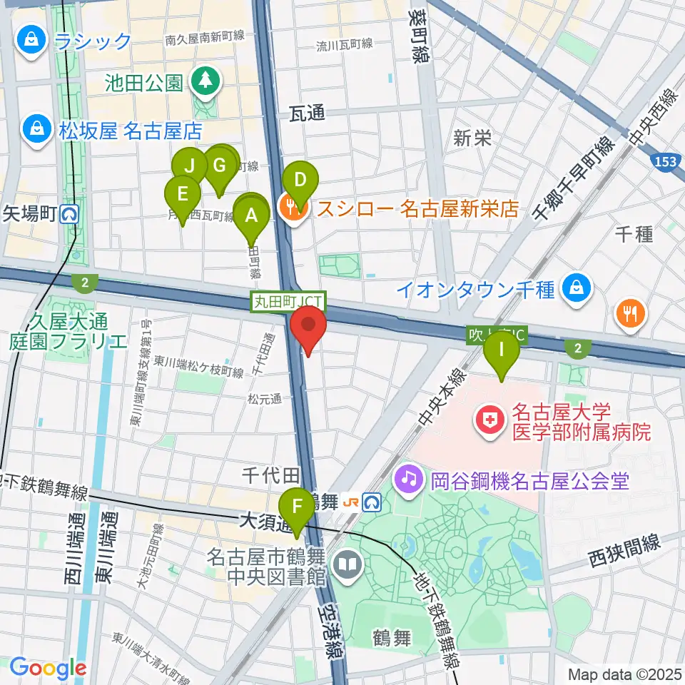 島村楽器 名古屋ギター&リペア店周辺のホテル一覧地図