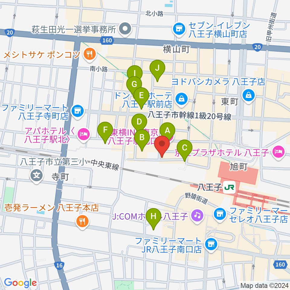 八王子ぐるまま周辺のホテル一覧地図