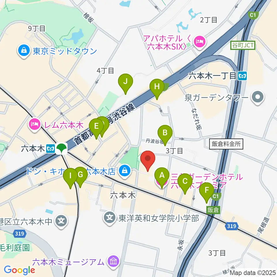 六本木REAL DIVA'S周辺のホテル一覧地図