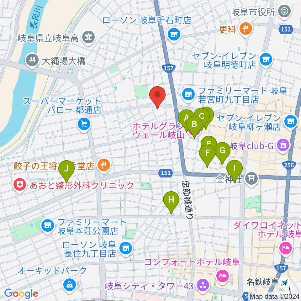 クララザール じゅうろく音楽堂周辺のホテル一覧地図