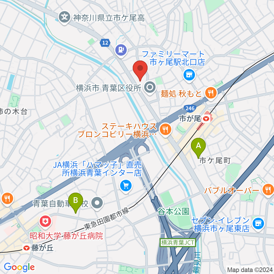 横浜市青葉公会堂周辺のホテル一覧地図