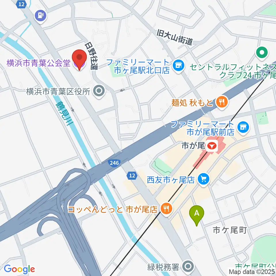 横浜市青葉公会堂周辺のホテル一覧地図