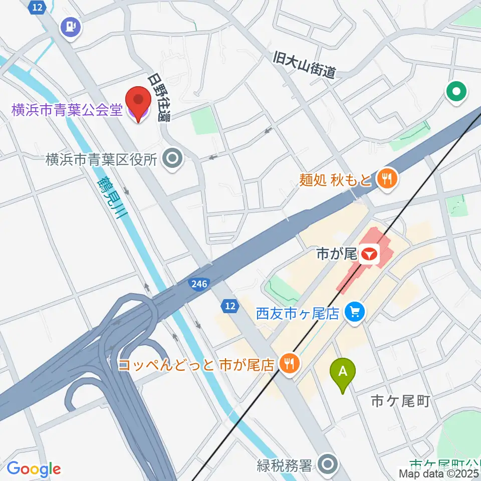 横浜市青葉公会堂周辺のホテル一覧地図