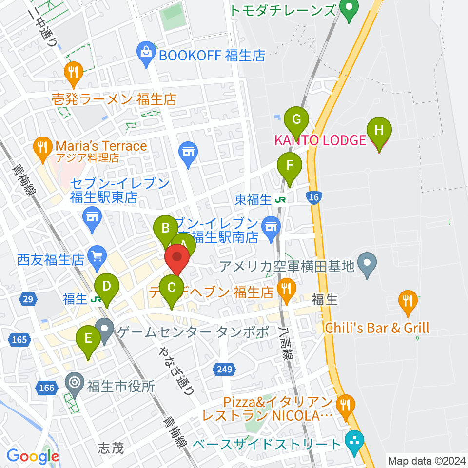 福生ムーンタム周辺のホテル一覧地図