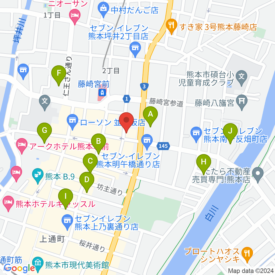 熊本NAVARO周辺のホテル一覧地図