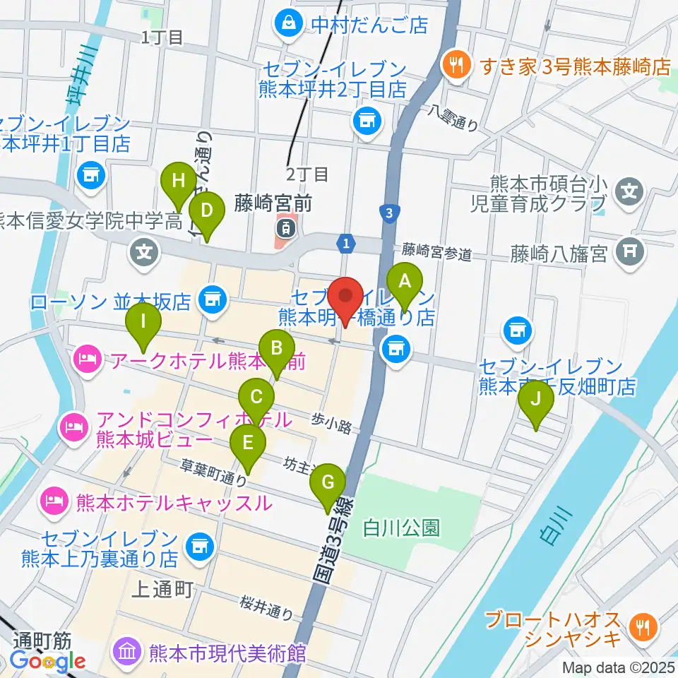 熊本NAVARO周辺のホテル一覧地図