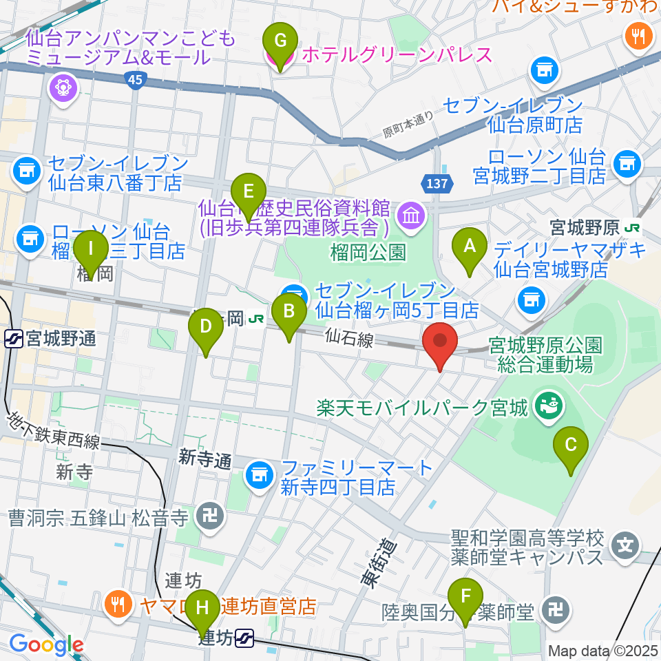 ギターハウスフレット周辺のホテル一覧地図