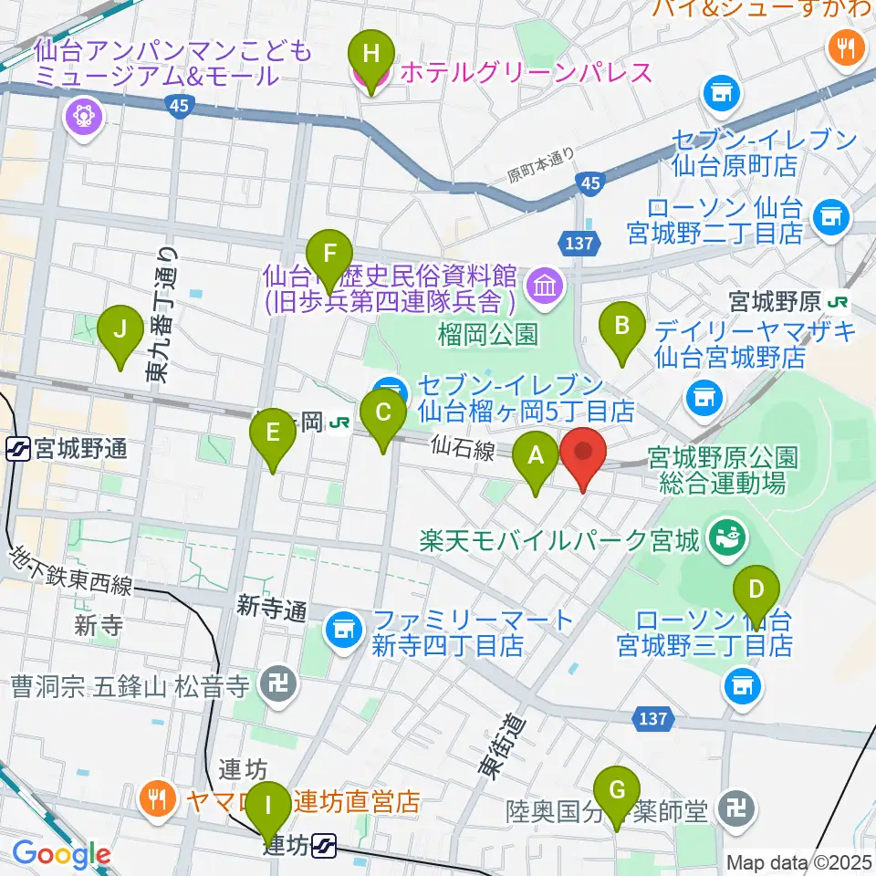 ギターハウスフレット周辺のホテル一覧地図