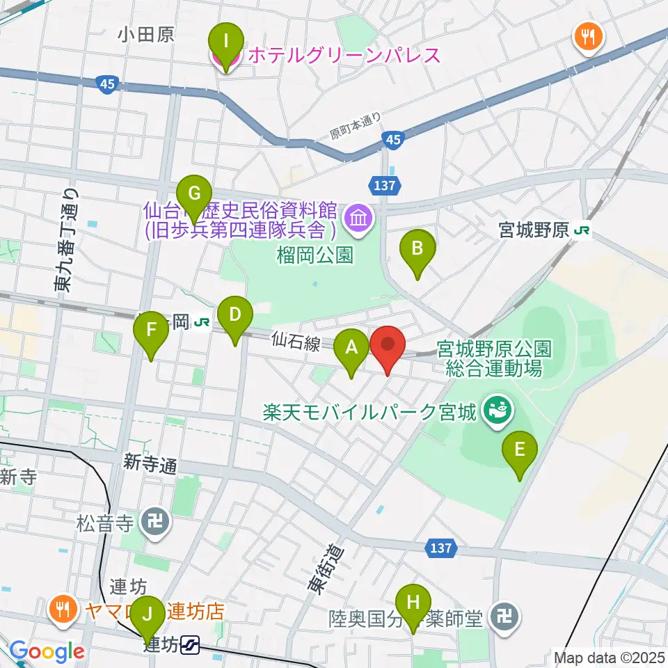 ギターハウスフレット周辺のホテル一覧地図
