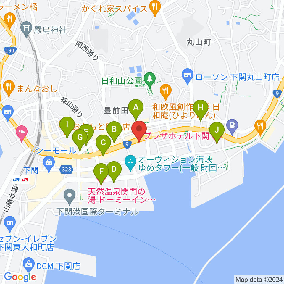 下関市生涯学習プラザ ドリームシップ周辺のホテル一覧地図