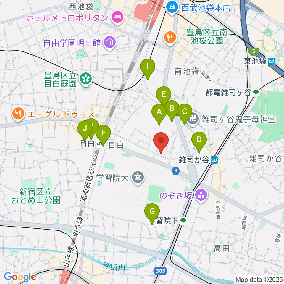 バードランド Birdland Guitars周辺のホテル一覧地図