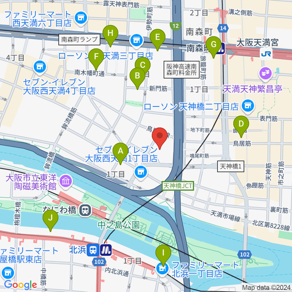 ヒビキミュージックサロン リーヴズ周辺のホテル一覧地図