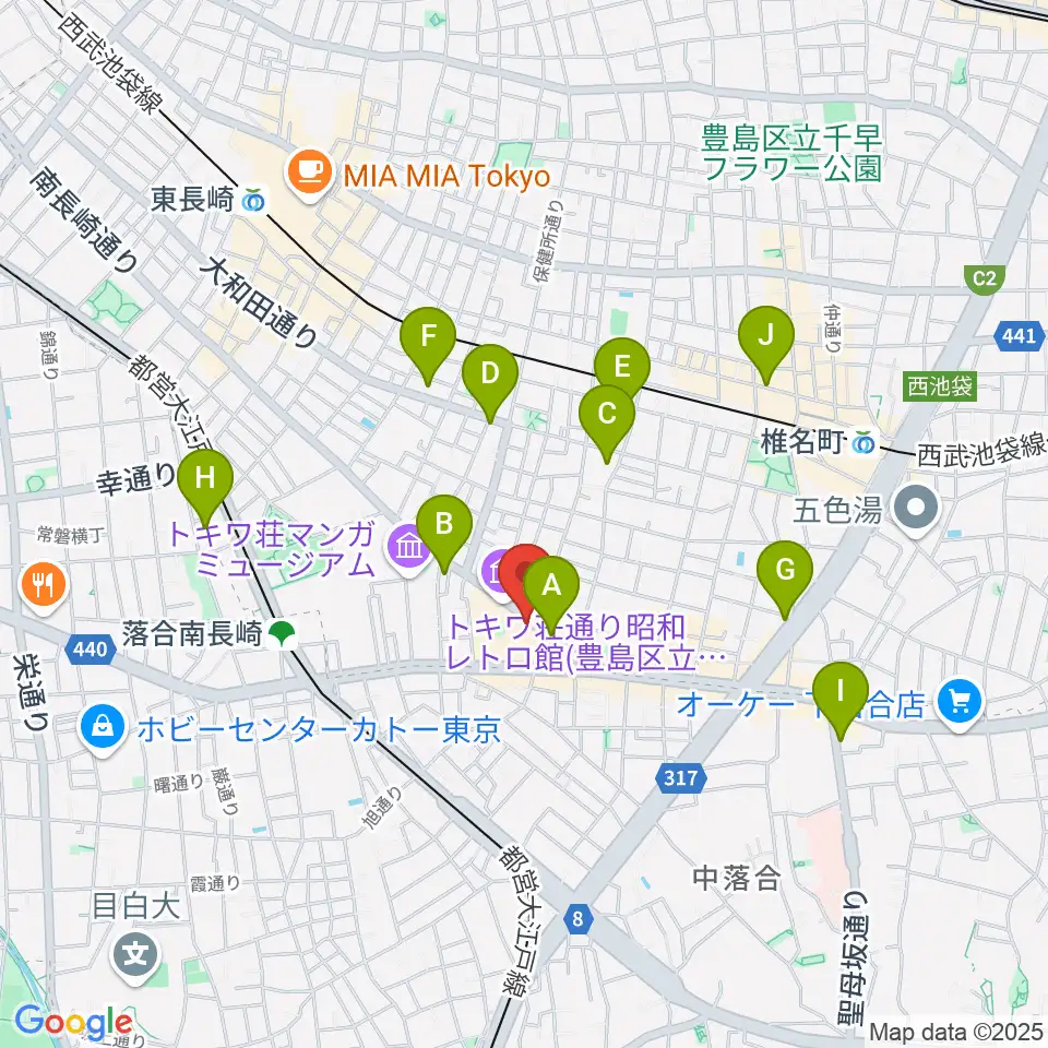 落合南長崎クラフトマンスタジオ周辺のホテル一覧地図