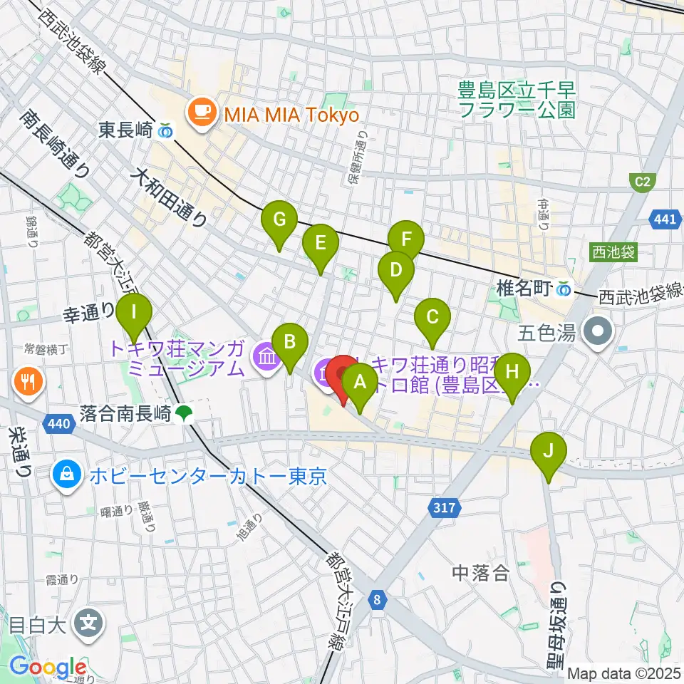 落合南長崎クラフトマンスタジオ周辺のホテル一覧地図