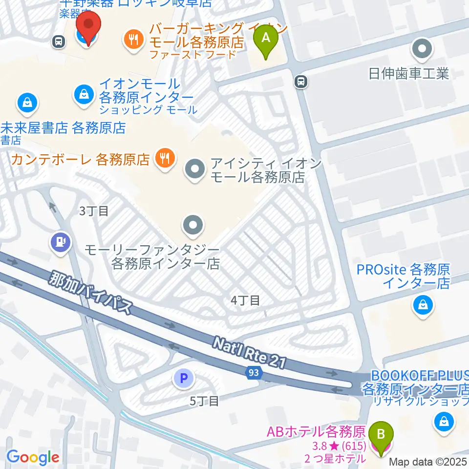 ロッキン岐阜店周辺のホテル一覧地図
