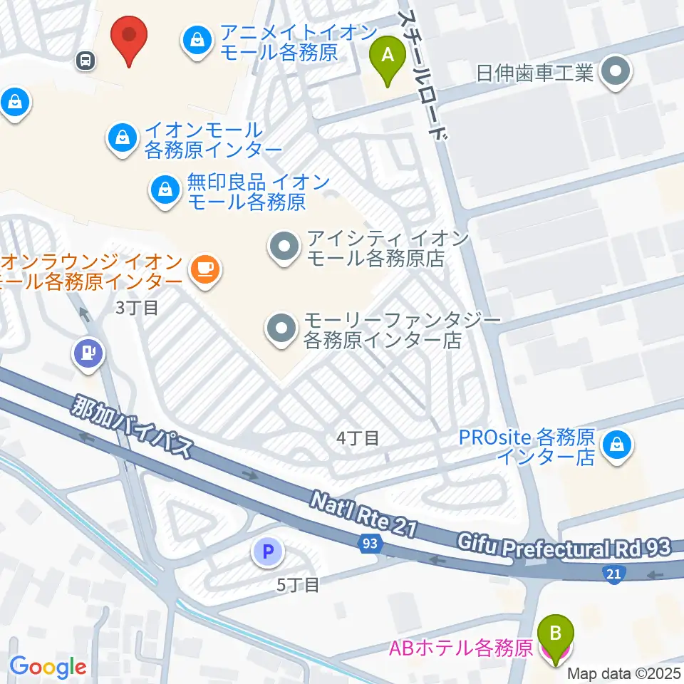 ロッキン岐阜店周辺のホテル一覧地図