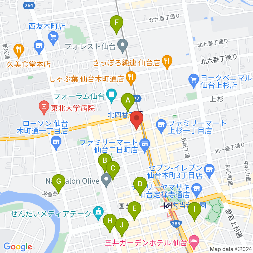 松尾弦楽器 仙台店周辺のホテル一覧地図