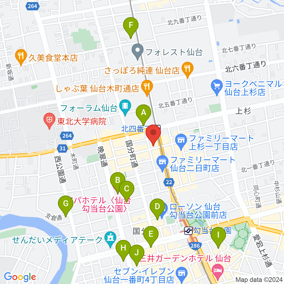 松尾弦楽器 仙台店周辺のホテル一覧地図