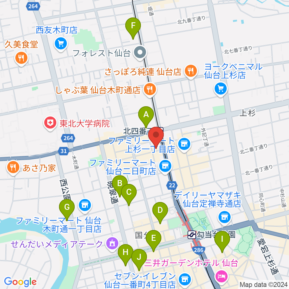 松尾弦楽器 仙台店周辺のホテル一覧地図