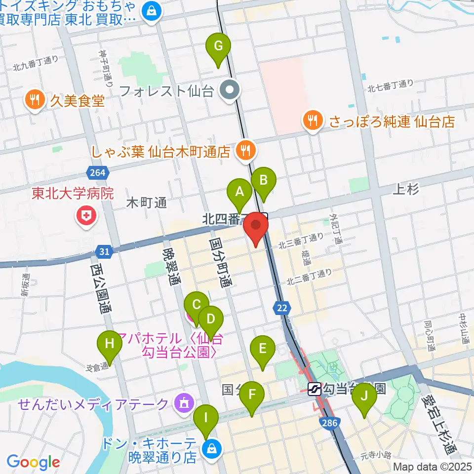 松尾弦楽器 仙台店周辺のホテル一覧地図