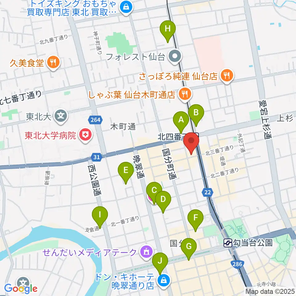 松尾弦楽器 仙台店周辺のホテル一覧地図